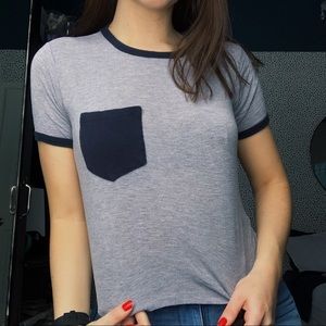 Brandy Melville Navy & Gray Top